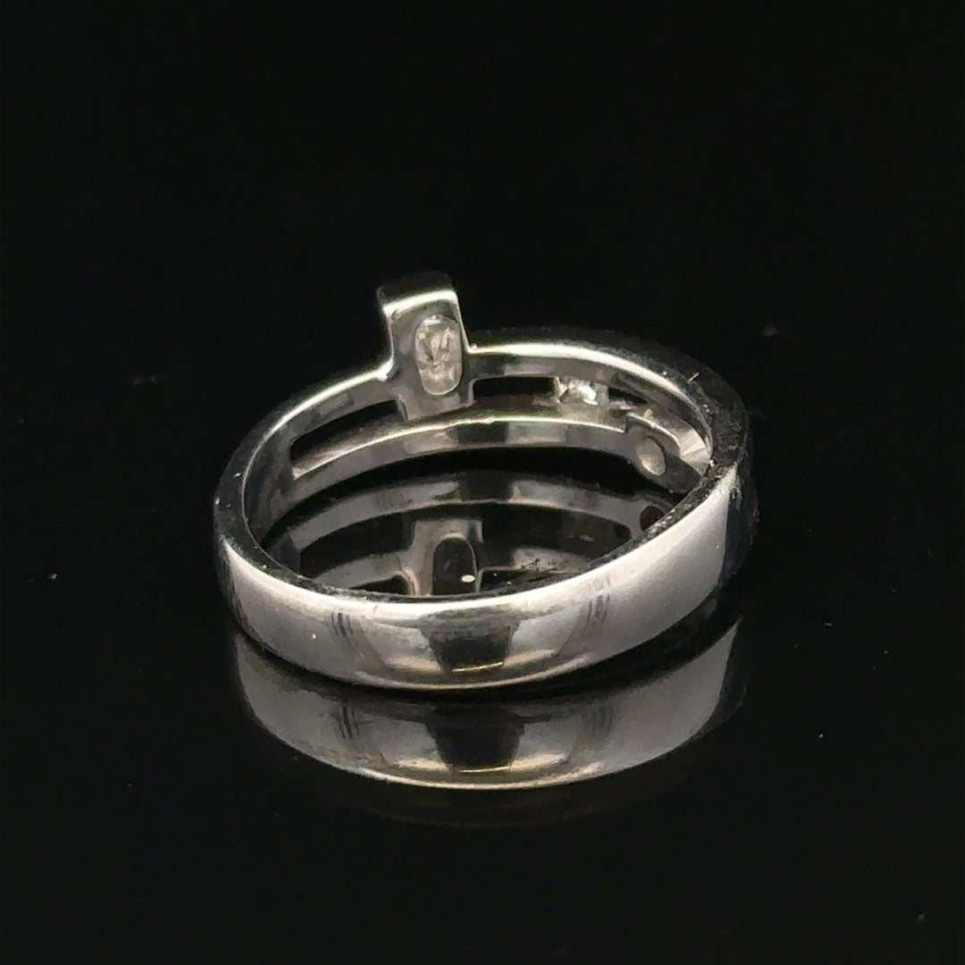 9ct white gold diamond ring in size N with sparkling diamonds, showcasing elegant jewelry craftsmanship.