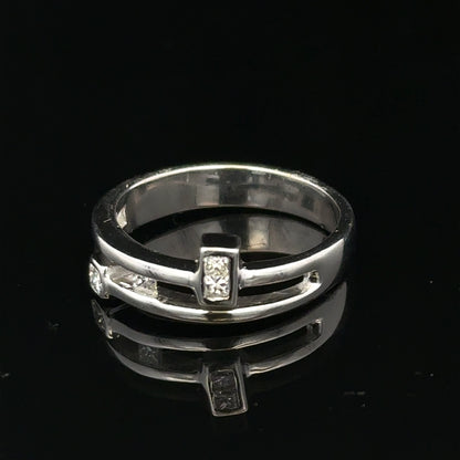 9ct white gold diamond ring size N with sparkling diamonds, showcasing elegant jewelry craftsmanship.
