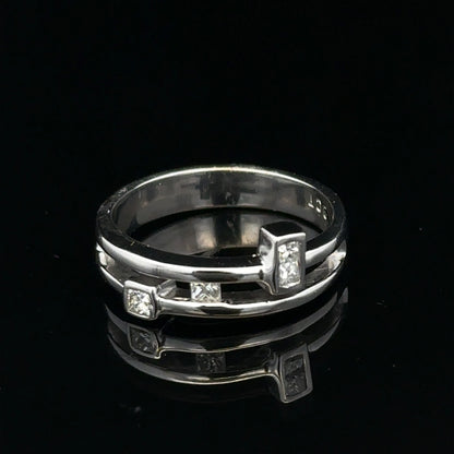 9ct white gold diamond ring in size N with sparkling diamonds, showcasing an elegant jewelry design.