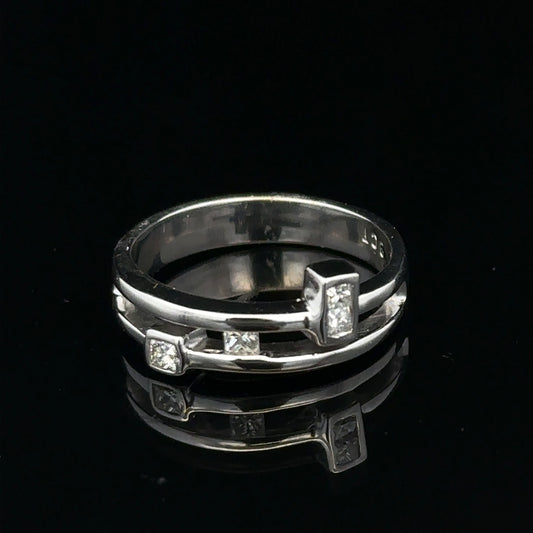 9ct white gold diamond ring in size N with sparkling diamonds, showcasing an elegant jewelry design.