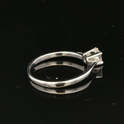 18ct yellow gold diamond ring with a 1/3 carat princess cut diamond, size M, featuring elegant and sparkling jewelry design.
