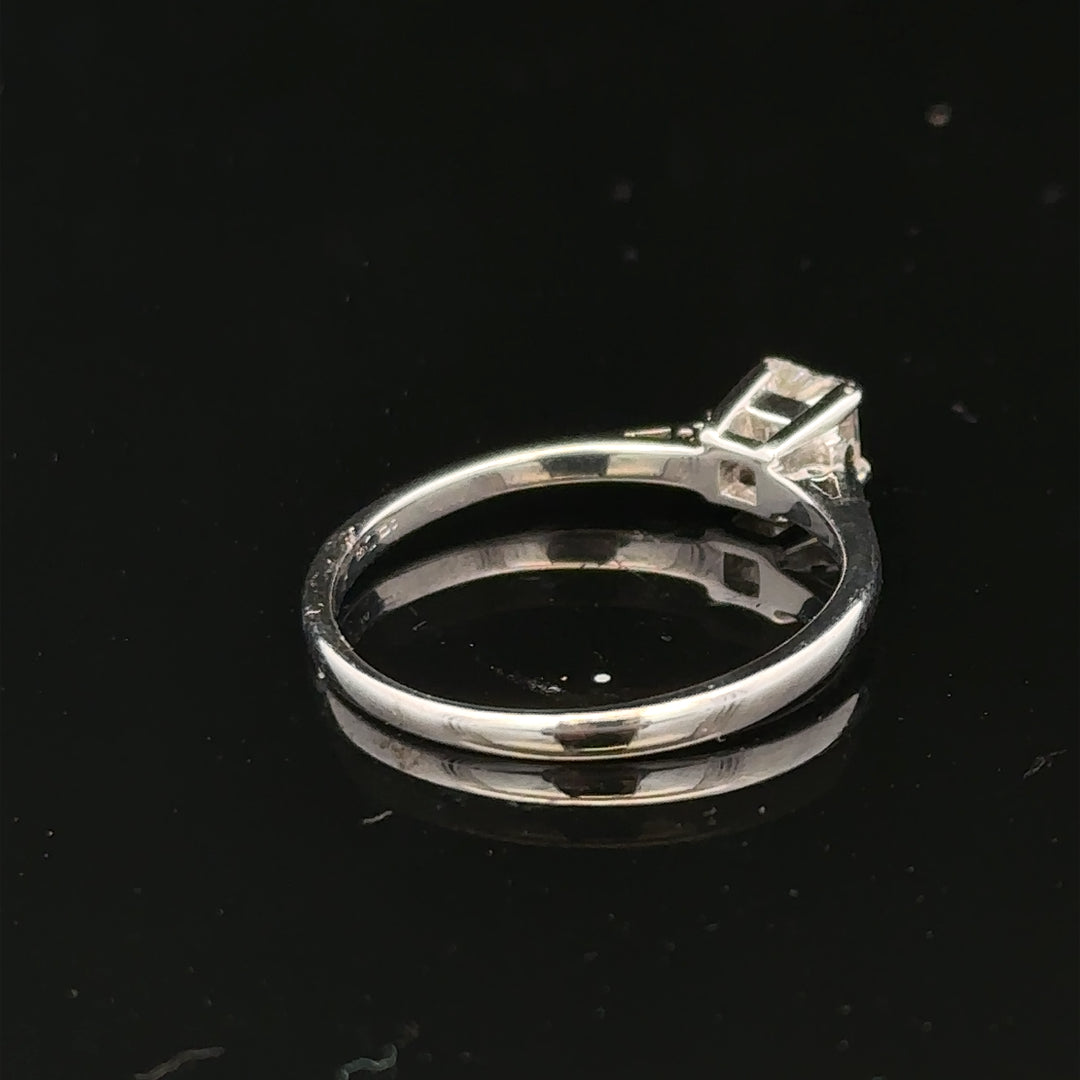 18ct yellow gold diamond ring with 1/3 ct princess cut diamond, size M, featuring elegant jewelry craftsmanship.