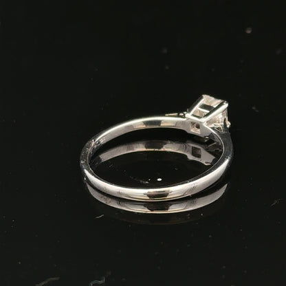 18ct yellow gold diamond ring with 1/3 ct princess cut diamond, size M, featuring elegant jewelry craftsmanship.