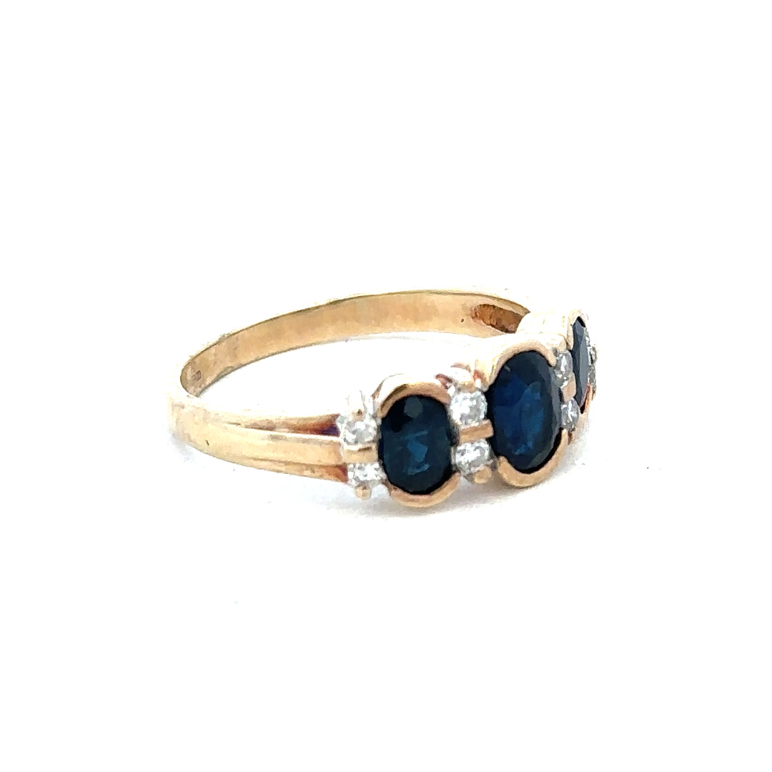 9ct yellow gold diamond ring in size L1/2 with sparkling diamonds, crafted by Reeves and Sons, shown on a white background