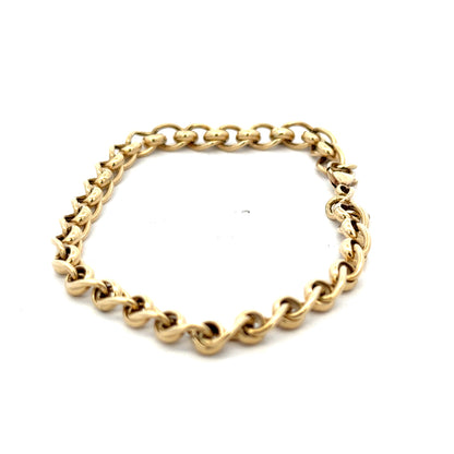 9ct yellow gold rollerball bracelet with 13.2g weight, featuring smooth round beads, from Reeves and Sons.