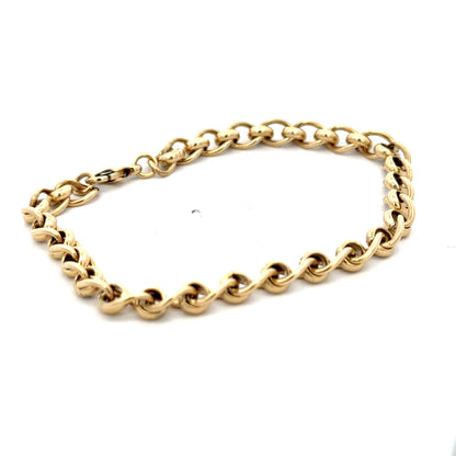 9ct yellow gold rollerball bracelet weighing 13.2g with smooth spherical beads, crafted by Reeves and Sons.