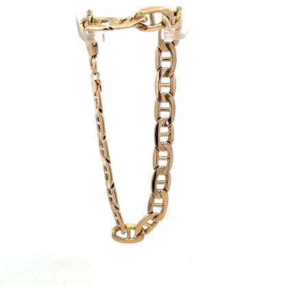 9ct yellow gold bracelet weighing 7.4g, featuring a delicate chain design, from Reeves and Sons.