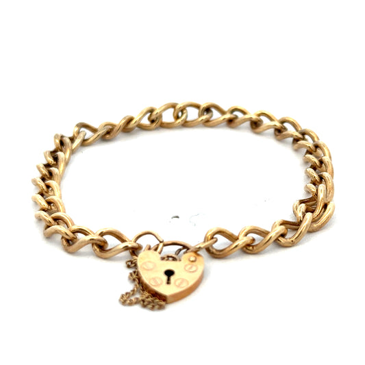 9ct yellow gold bracelet weighing 13.2g with intricate link design, crafted by Reeves and Sons.