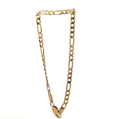 9ct yellow gold Figaro bracelet weighing 4.2g, featuring interlinked chain links, crafted by Reeves and Sons.