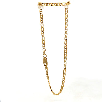 9ct yellow gold bracelet weighing 2.2g, featuring a delicate chain design, from Reeves and Sons.