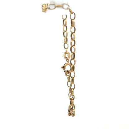 9ct yellow gold belcher bracelet weighing 3.1g with round linked chain, crafted by Reeves and Sons.