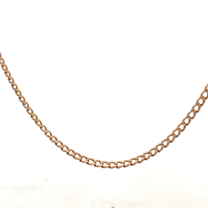 9ct yellow gold chain weighing 15.8g with intricate links, crafted by Reeves and Sons, shown on a neutral background.