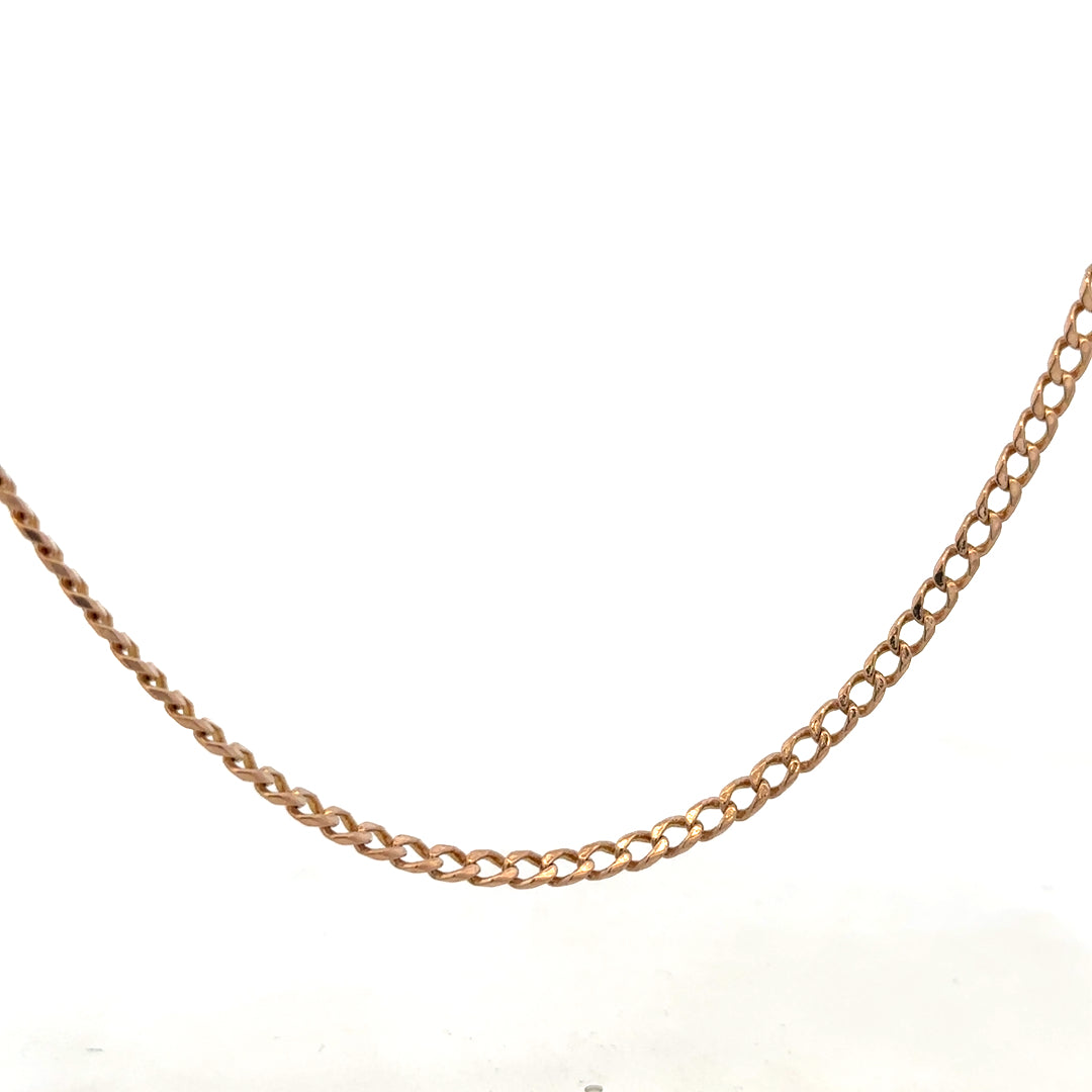 9ct yellow gold chain weighing 15.8g, featuring a classic link design, from Reeves and Sons.