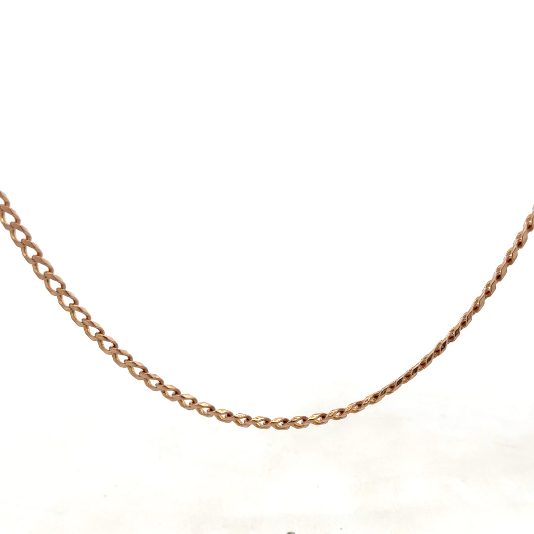 9ct yellow gold chain weighing 15.8g, featuring a detailed link design, from Reeves and Sons.