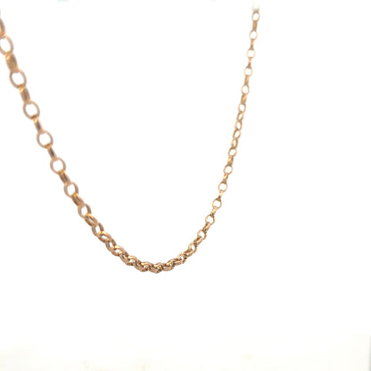 9ct yellow gold belcher chain weighing 11.1g with Reeves and Sons branding, featuring a close-up of the chain's links.