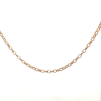 9ct yellow gold belcher chain from Reeves and Sons, showcases thick links and a polished finish, weighing 11.1 grams.