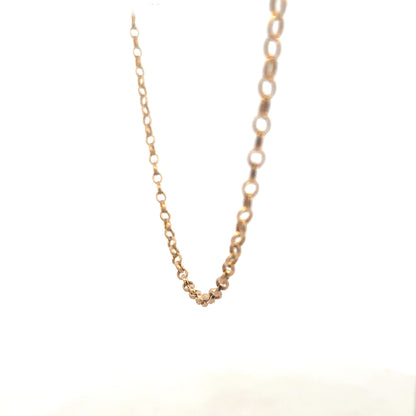 9ct yellow gold belcher chain weighing 11.1g with a classic link design, crafted by Reeves and Sons.