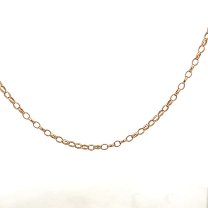 9ct yellow gold belcher chain weighing 11.1g, featuring classic round links, displayed on a neutral background.