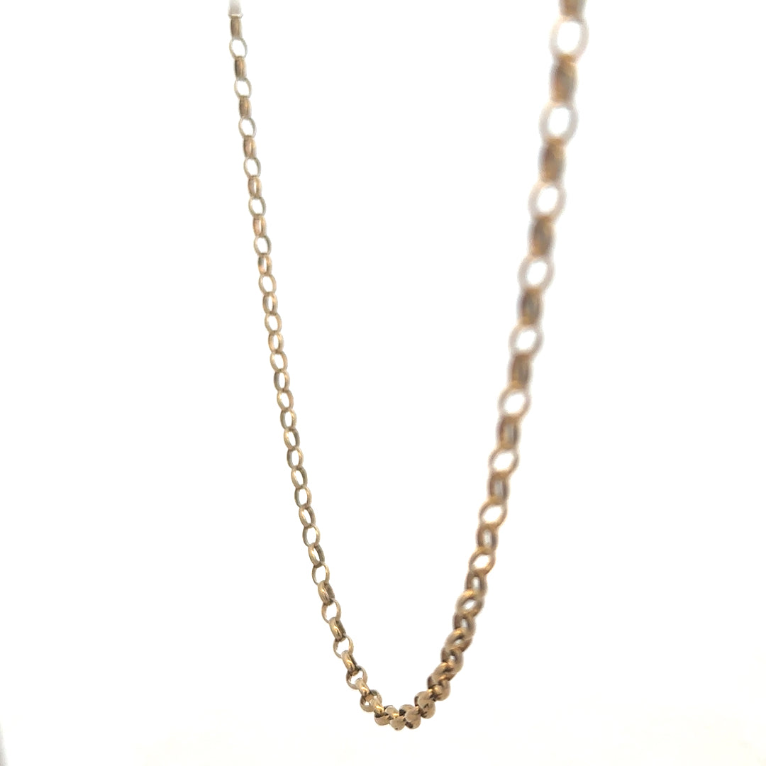 9ct yellow gold belcher chain weighing 10.2g with Reeves and Sons branding, displayed on a neutral background.