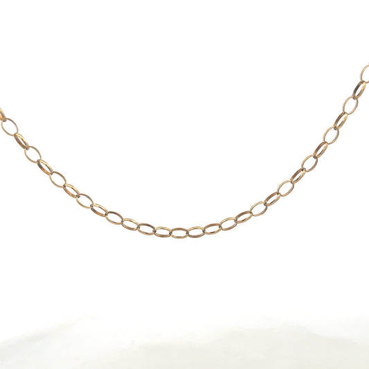 9ct yellow gold belcher chain by Reeves and Sons, 5.6g, showing close-up of the textured linked chain design.