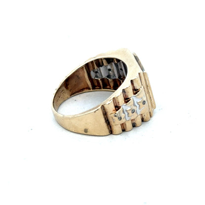 9ct yellow gold diamond ring size T (sh26828b)