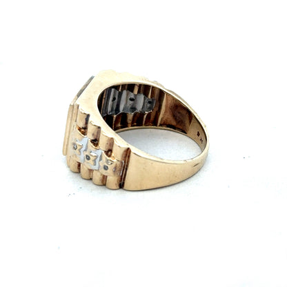 9ct yellow gold diamond ring size T (sh26828b)