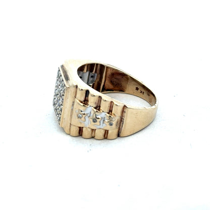 9ct yellow gold diamond ring size T (sh26828b)