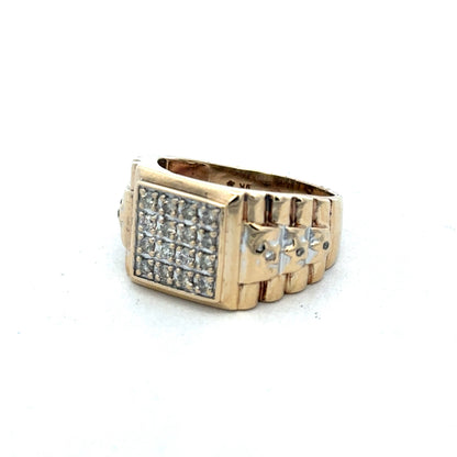 9ct yellow gold diamond ring size T (sh26828b)