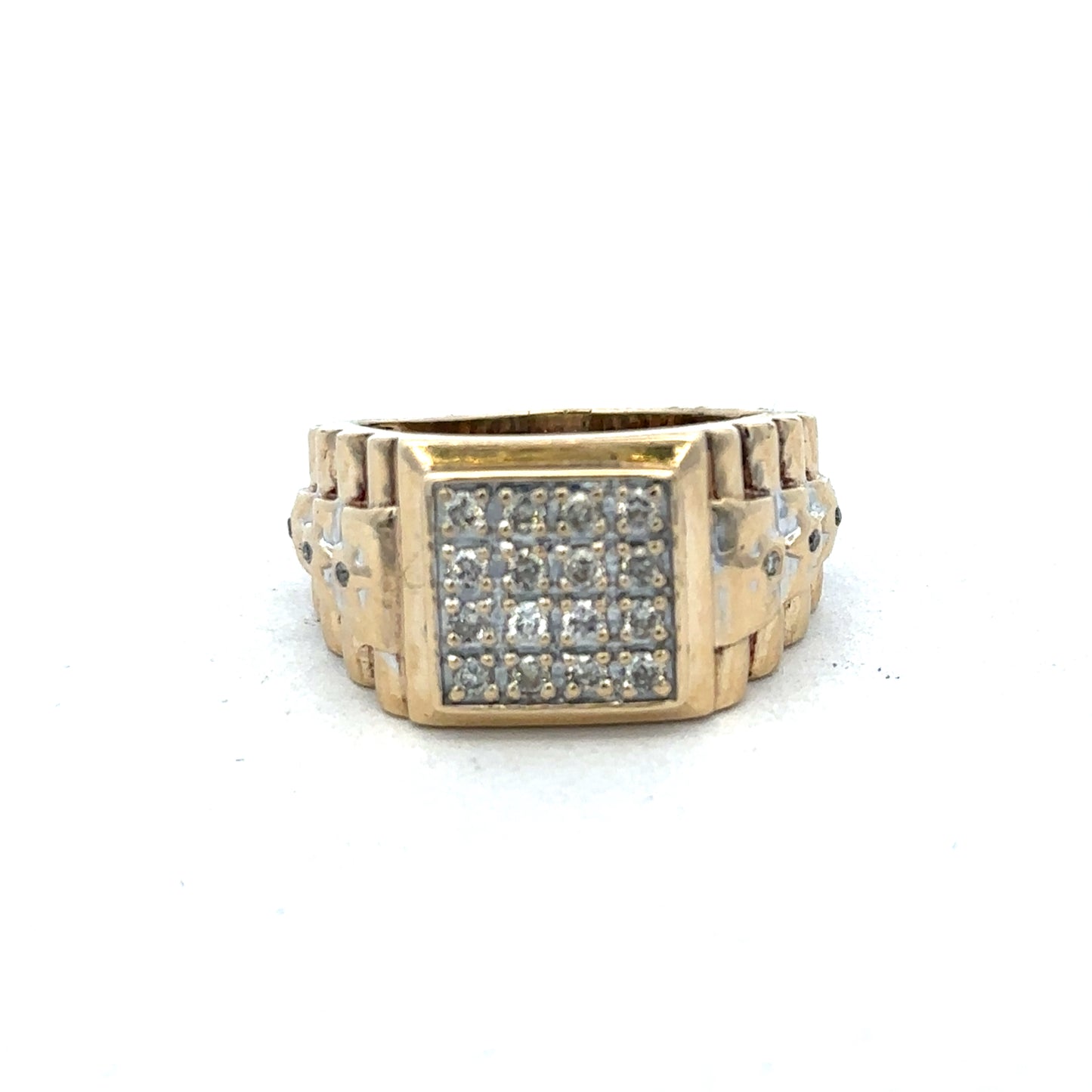 9ct yellow gold diamond ring size T (sh26828b)