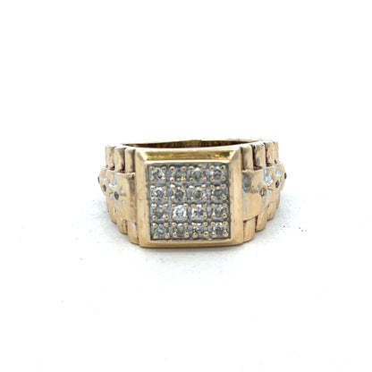 9ct yellow gold diamond ring size T (sh26828b)