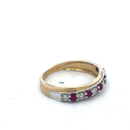 9ct yellow gold ruby and diamond ring sh25195l