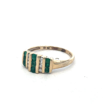 9ct yellow gold Emerald and diamond ring sh26971b