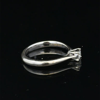 9ct white gold diamond solitaire ring featuring a single sparkling diamond, crafted by Reeves and Sons.