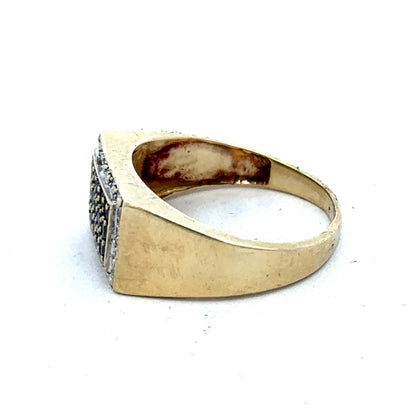 9ct yellow gold diamond ring in size U featuring a sparkling diamond setting, crafted by Reeves and Sons.