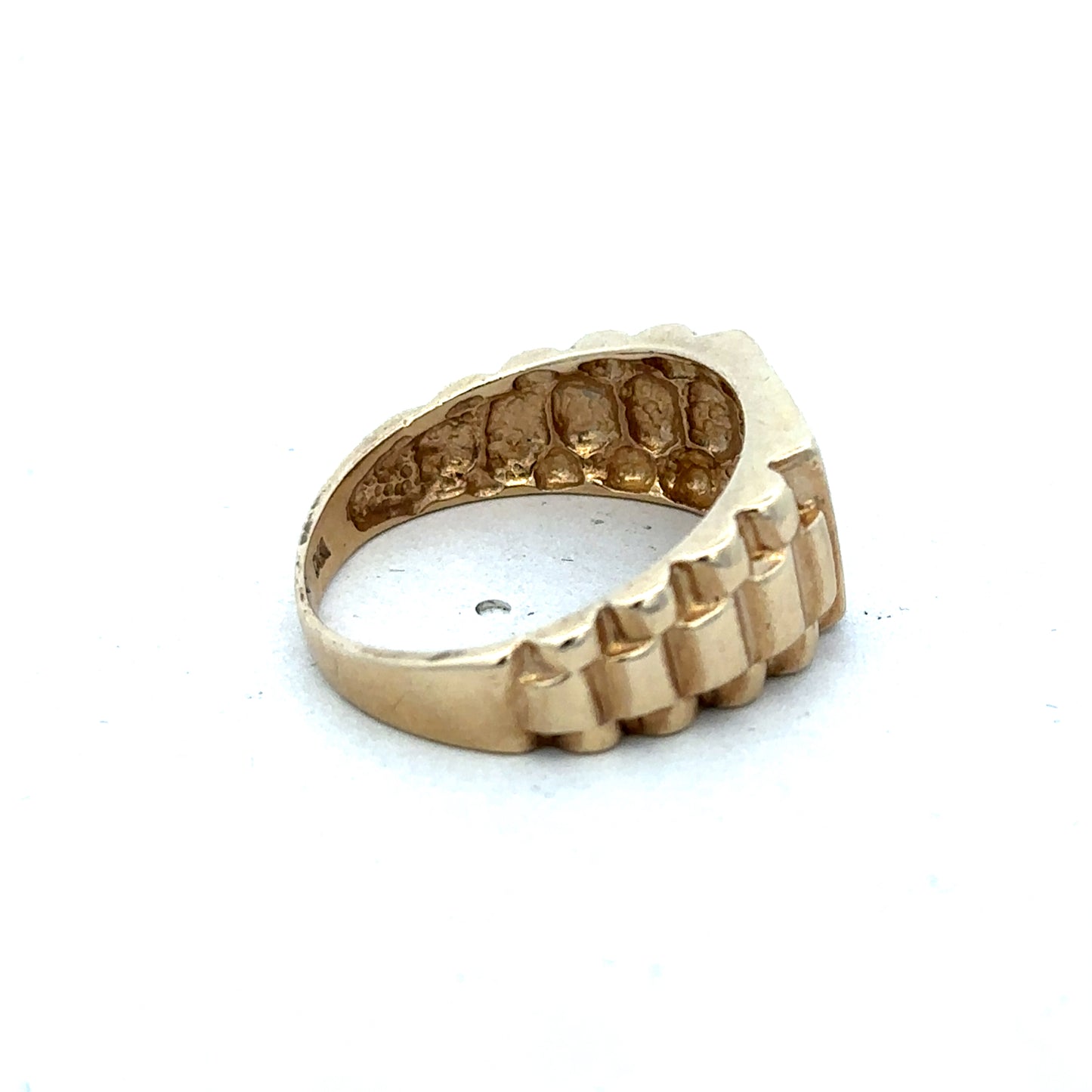 9ct yellow gold diamond ring by Reeves and Sons, featuring a sparkling diamond set in a classic band.