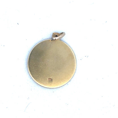 9ct yellow gold St Christopher pendant by Reeves and Sons, detailed religious jewelry with intricate design.