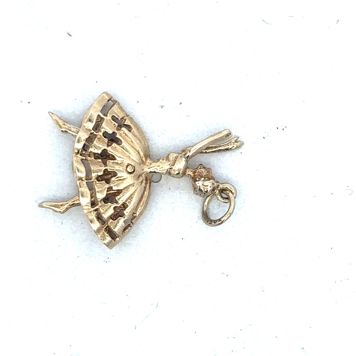 9ct yellow gold ballerina pendant by Reeves and Sons, showcasing a detailed ballet dancer design on a fine chain.