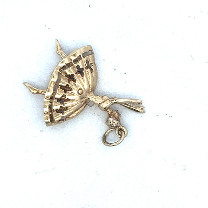 9ct yellow gold ballerina pendant by Reeves and Sons, featuring a charming ballet dancer design with intricate detailing.
