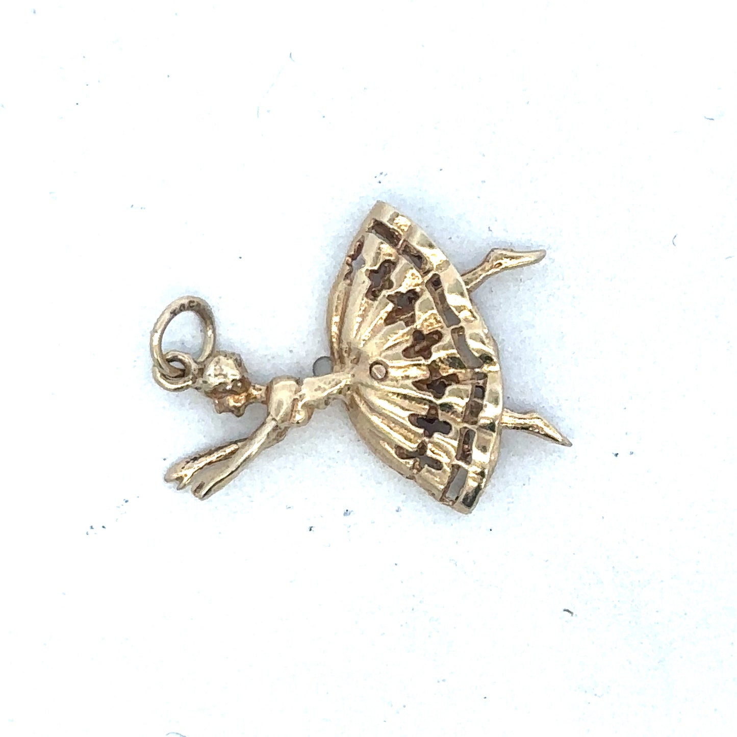 9ct yellow gold ballerina pendant by Reeves and Sons, featuring a delicate ballet dancer design on a fine chain.