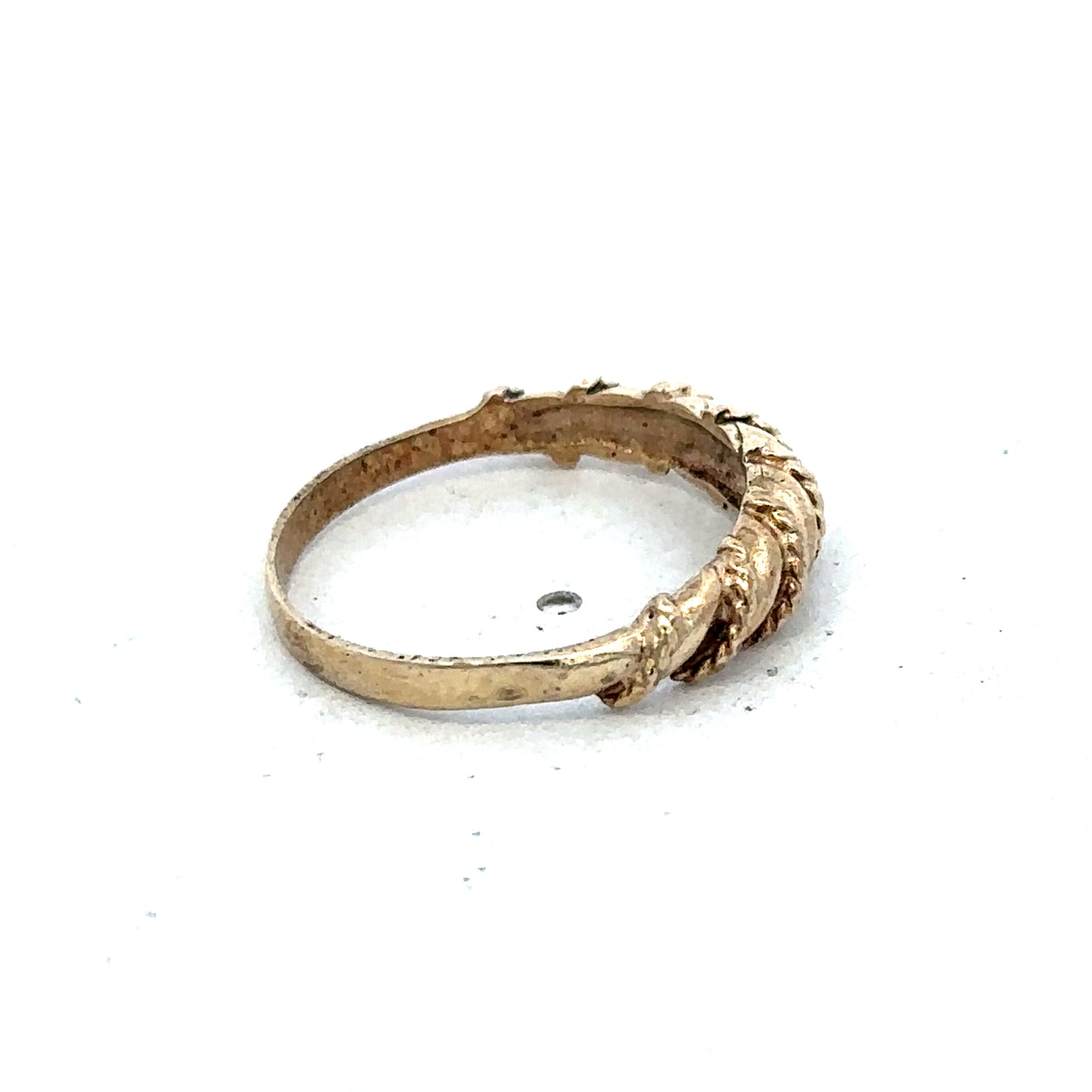 9ct yellow gold ring size K with a smooth band, crafted by Reeves and Sons, displayed on a neutral background