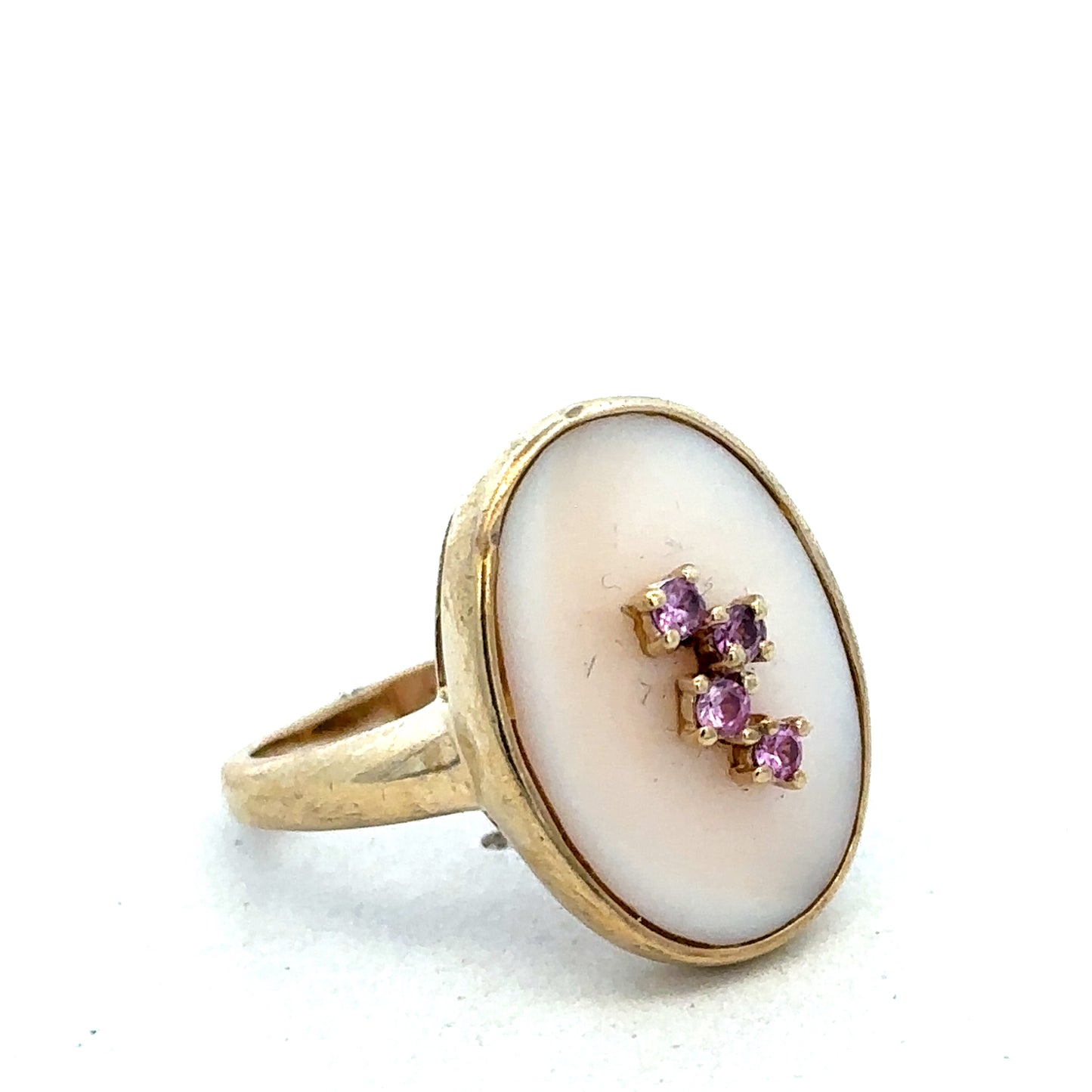 9ct yellow gold ring size N from Reeves and Sons, featuring a smooth polished band with a subtle shine.
