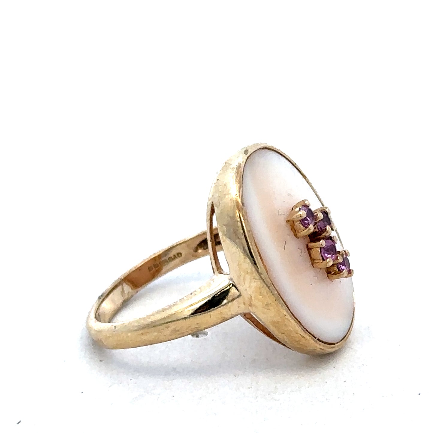 9ct yellow gold ring size N by Reeves and Sons, featuring a smooth polished band and classic design.