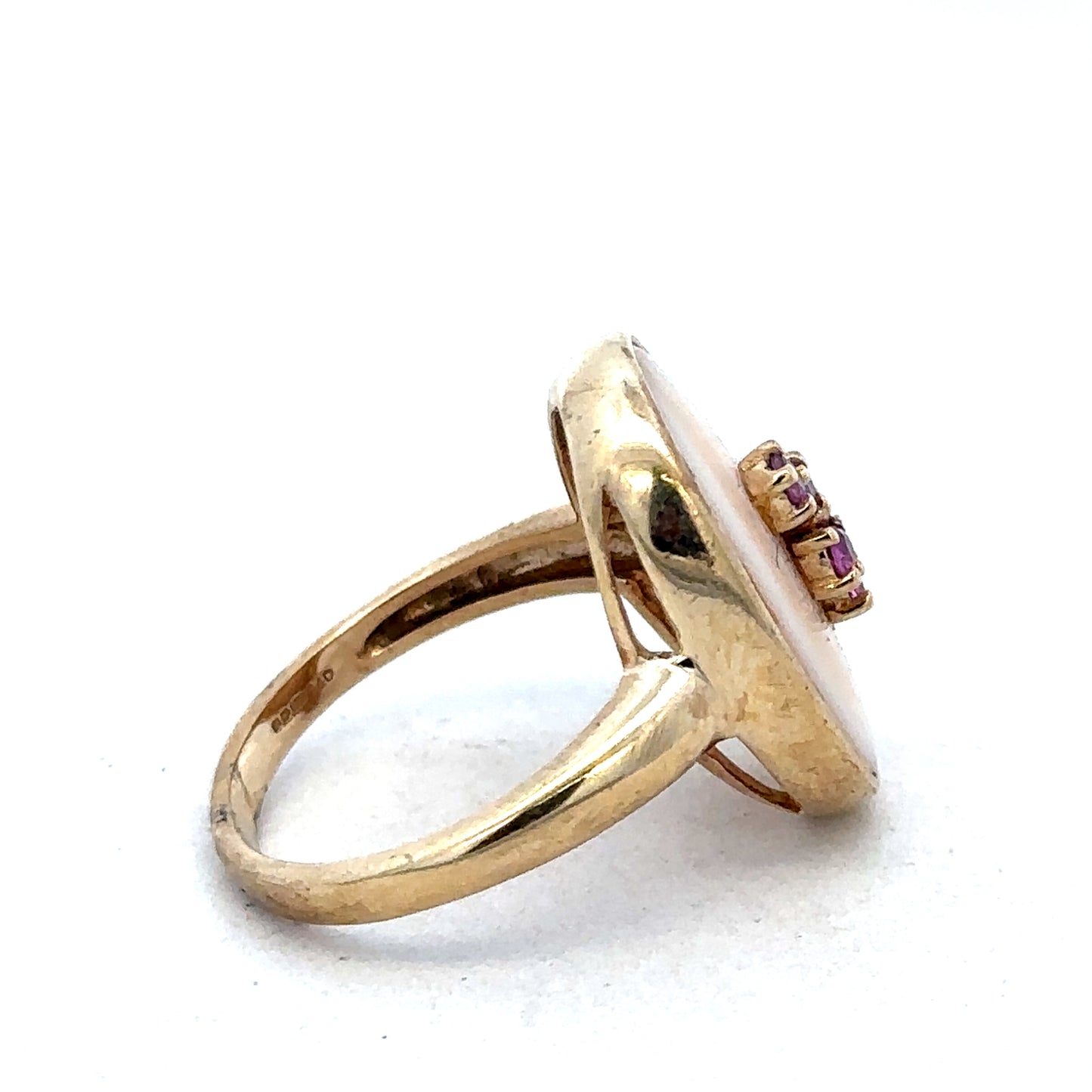 9ct yellow gold ring in size N with a smooth band, crafted by Reeves and Sons, shown on a neutral background.