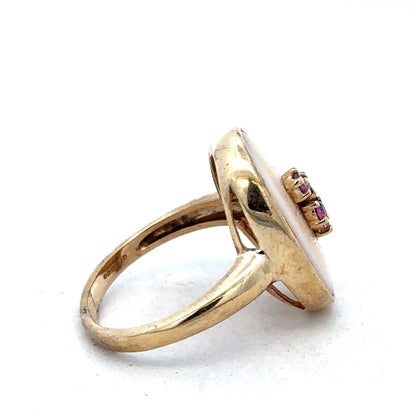 9ct yellow gold ring in size N with a smooth band, crafted by Reeves and Sons, shown on a neutral background.