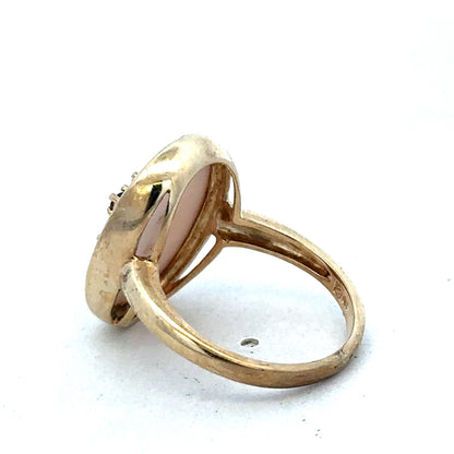 9ct yellow gold ring size N by Reeves and Sons, showcasing a smooth polished band on a white background.