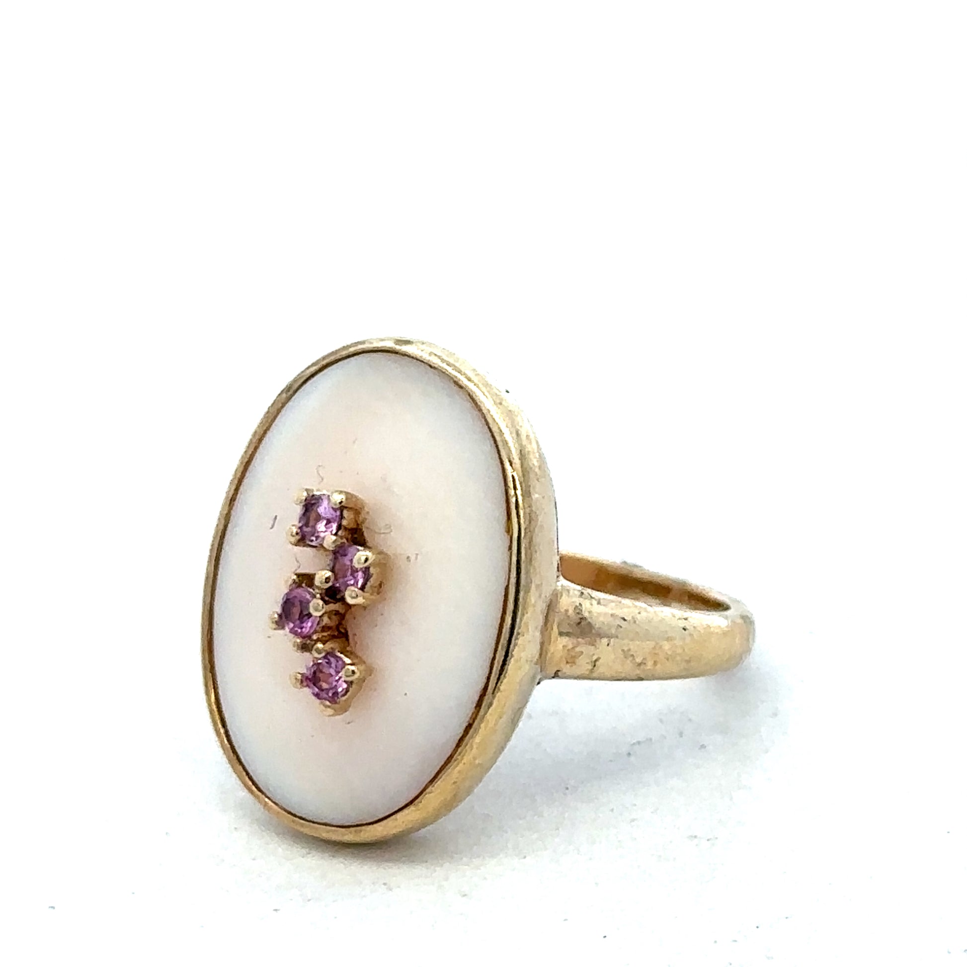 9ct yellow gold ring size N by Reeves and Sons, showcasing a smooth polished band on a neutral background.