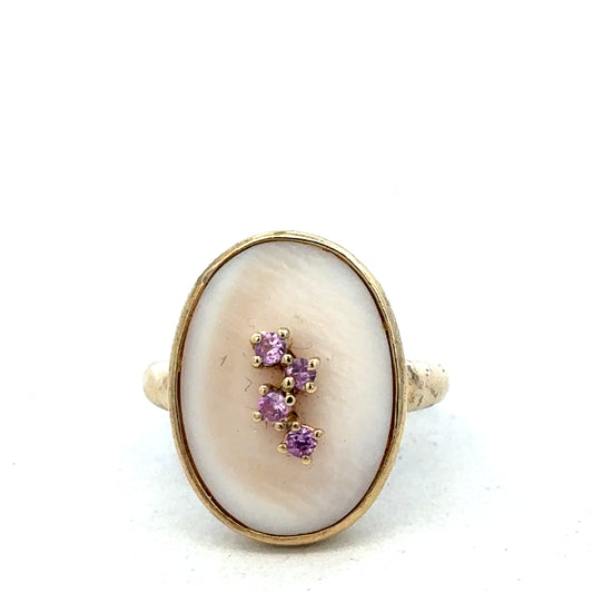 9ct yellow gold ring in size N by Reeves and Sons, featuring a polished band with a simple, elegant design.