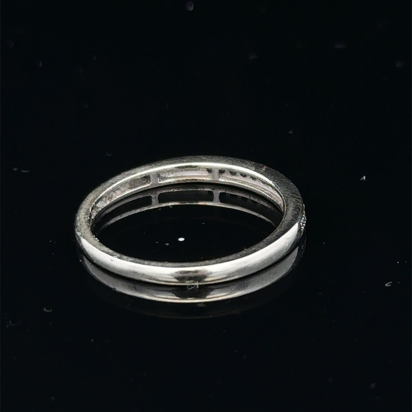 9ct white gold half eternity diamond ring with small sparkling diamonds, size N, by Reeves and Sons.