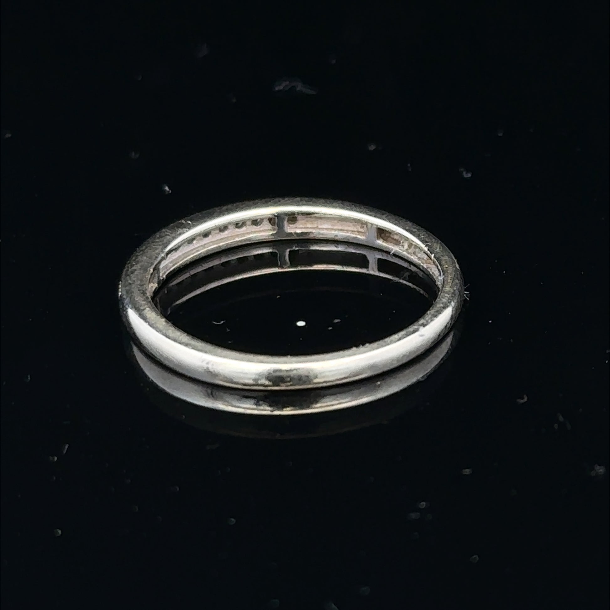 9ct white gold half eternity diamond ring with small sparkling diamonds, size N, by Reeves and Sons.