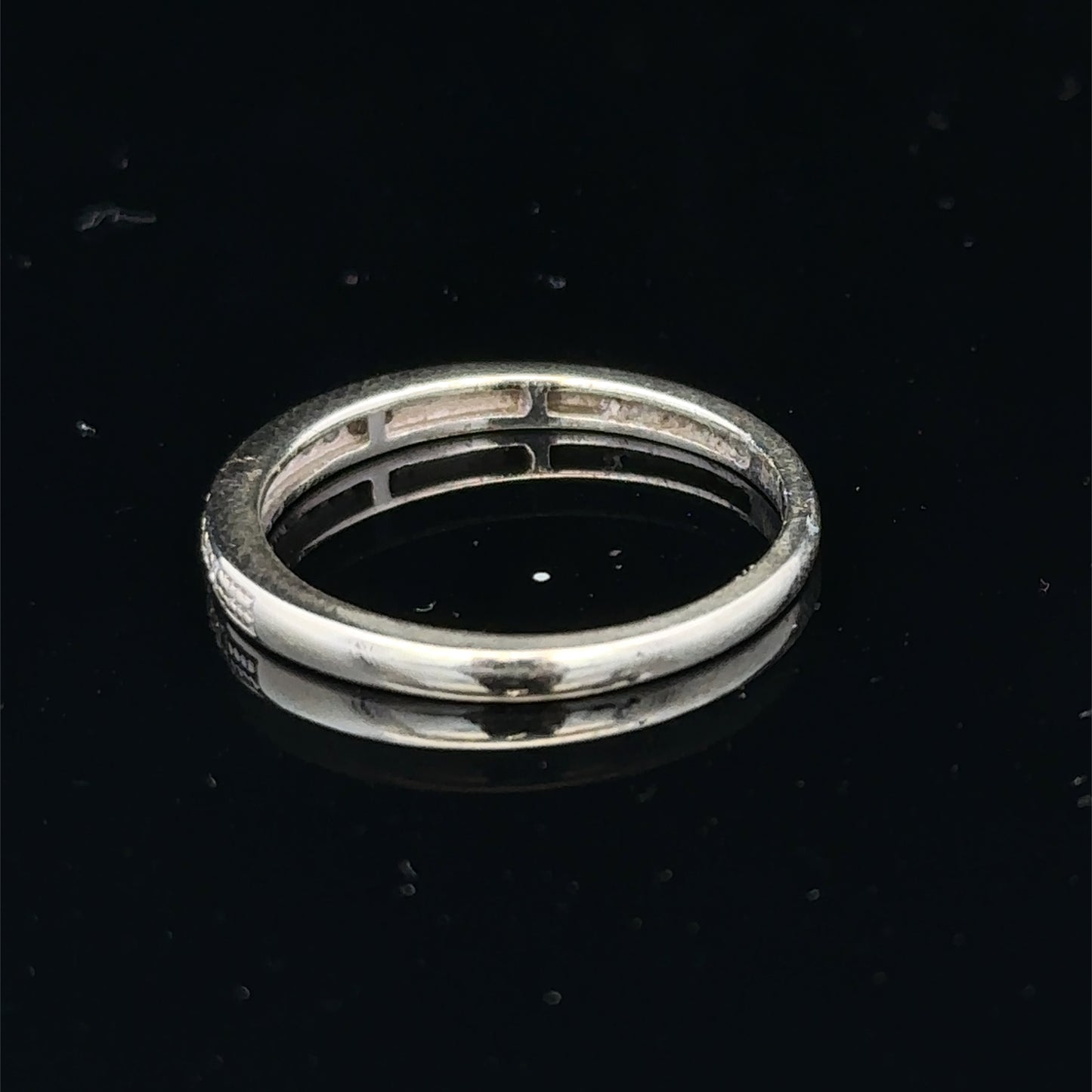 9ct white gold half eternity diamond ring with small round diamonds, size N, crafted by Reeves and Sons.